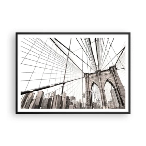 Pôster com moldura preta - Catedral de Nova York - 100x70 cm