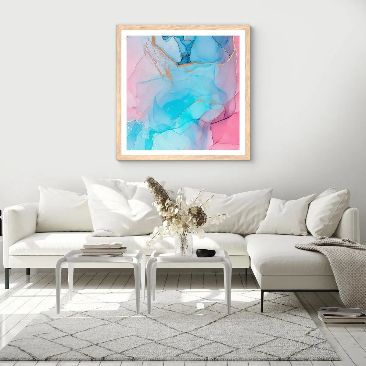 Pôster com moldura de carvalho claro - Encontro e difusão - 40x40 cm