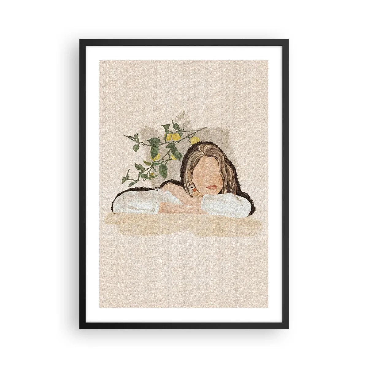 Pôster com moldura preta - Uma figura pensativa cercada pela natureza - 50x70cm - Beleza do sul - Decoração de parede moderna para a sala de estar e quarto ARTTOR