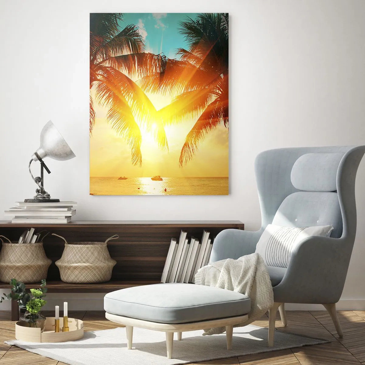 Quadro em vidro - Casal exótico - 80x120 cm