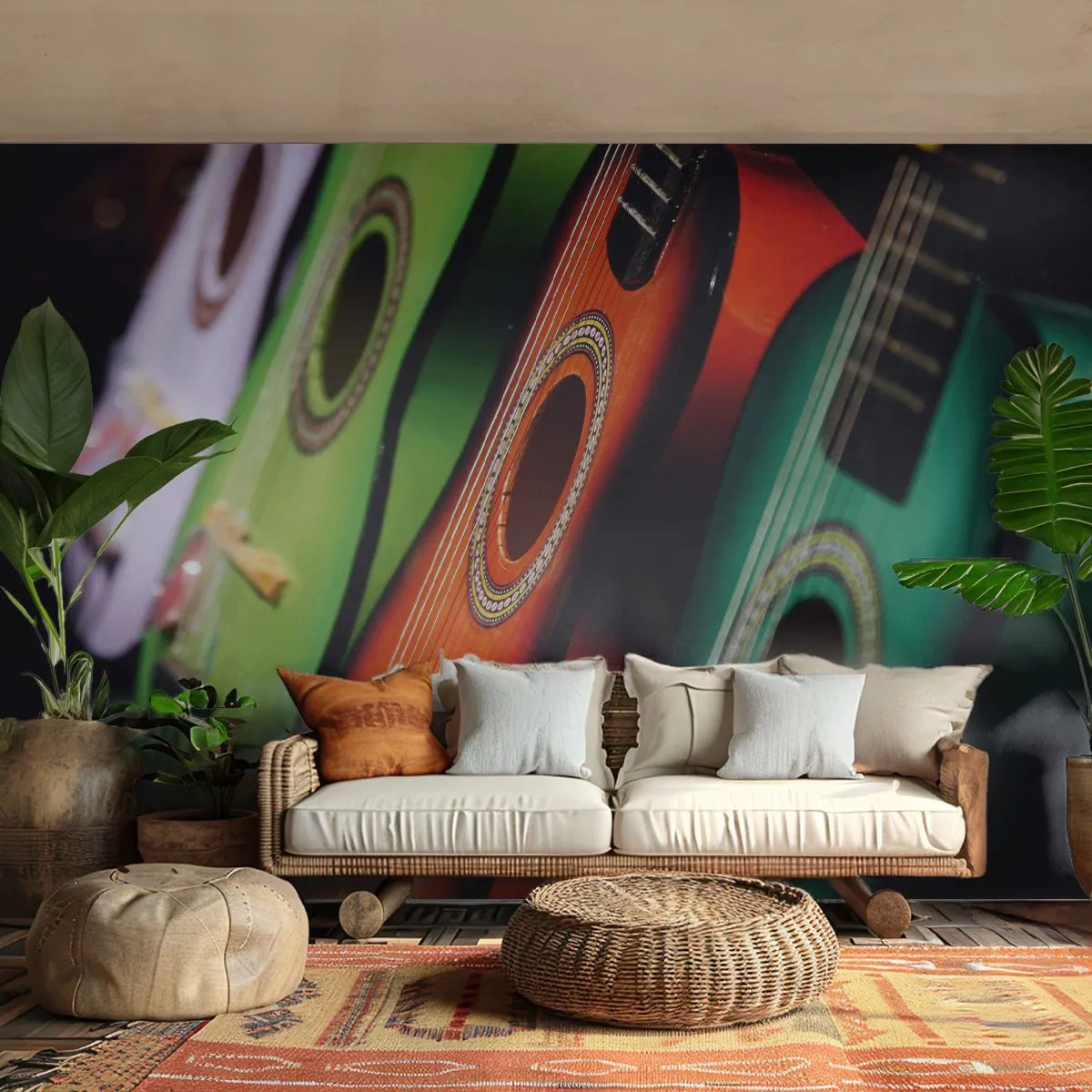 Papel de Parede Standard Eco - A guitarra tem muitas cores - Música, Guitarra, Um instrumento musical - 250x175 cm