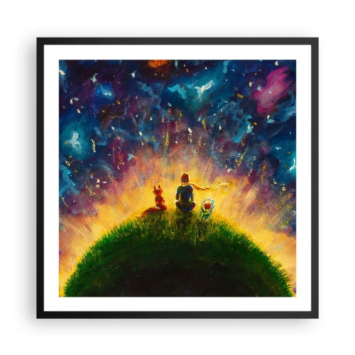 Pôster com moldura preta - Amor e amizade - o mundo inteiro - 60x60 cm