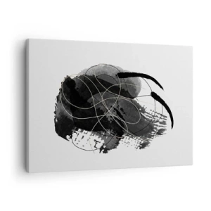 Quadro em tela - Abstração em preto e dourado sobre fundo branco - 70x50cm - Emergido do preto - Decoração de parede moderna para a sala de estar e quarto ARTTOR
