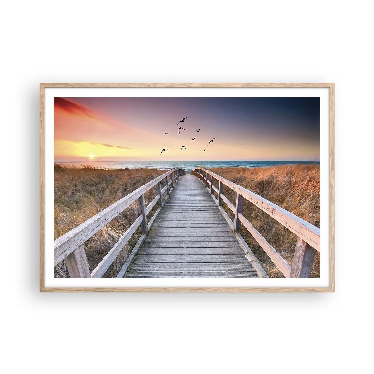 Pôster com moldura de carvalho claro - O espaço das alturas - 100x70 cm