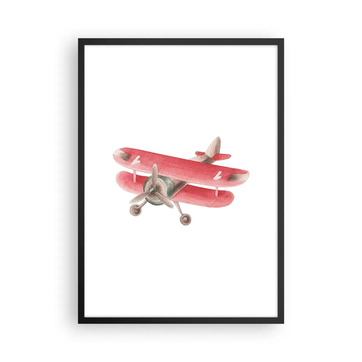 Pôster com moldura preta - Um charmoso biplano vermelho retrô - 50x70cm - Pronto para voos altos - Decoração de parede moderna para a sala de estar e quarto ARTTOR