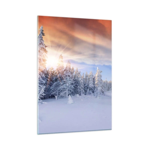 Quadro em vidro - Espetáculo de neve da natureza - 50x70 cm