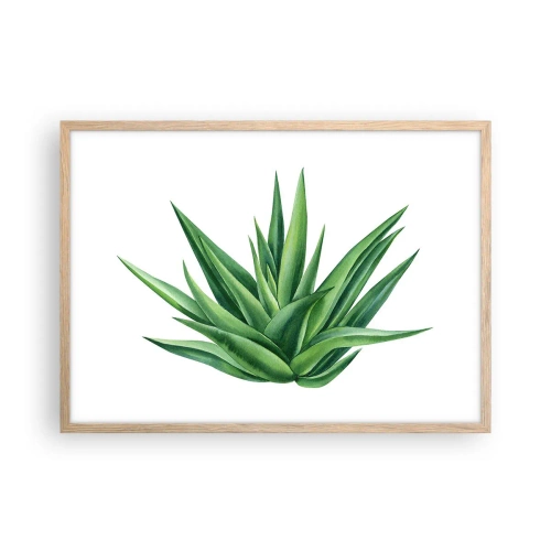 Pôster com moldura de carvalho claro - Verde – força – vida - 70x50 cm