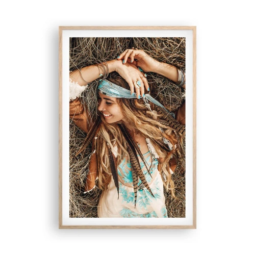 Pôster com moldura de carvalho claro - A caminho do verão do amor - 61x91 cm