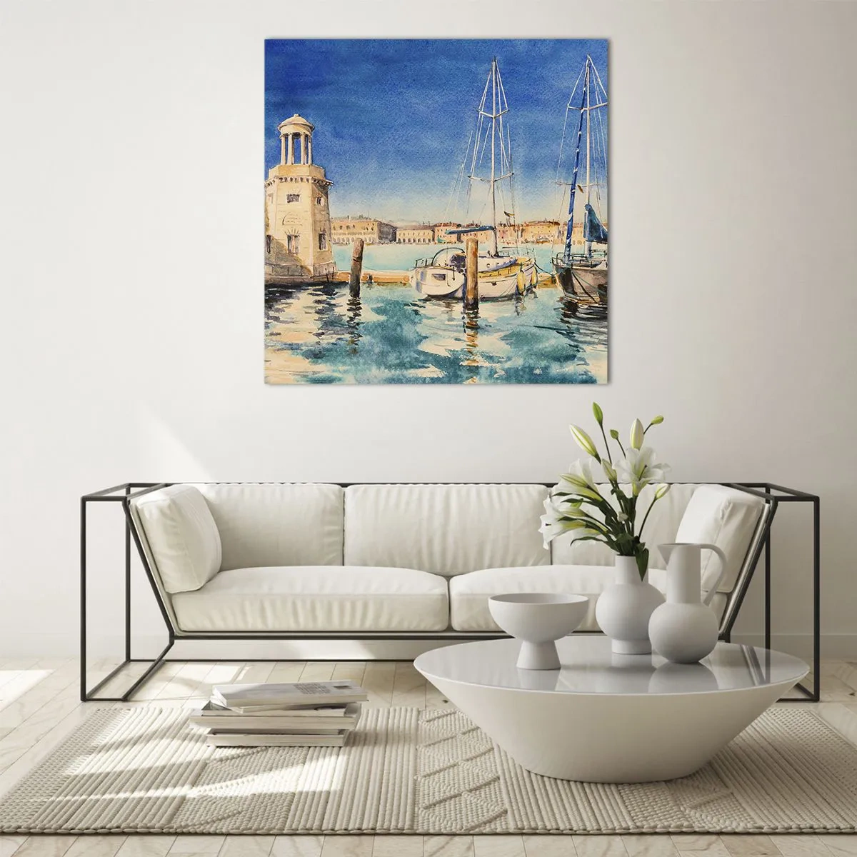 Quadro em vidro - Lagoa ensolarada - 50x50 cm