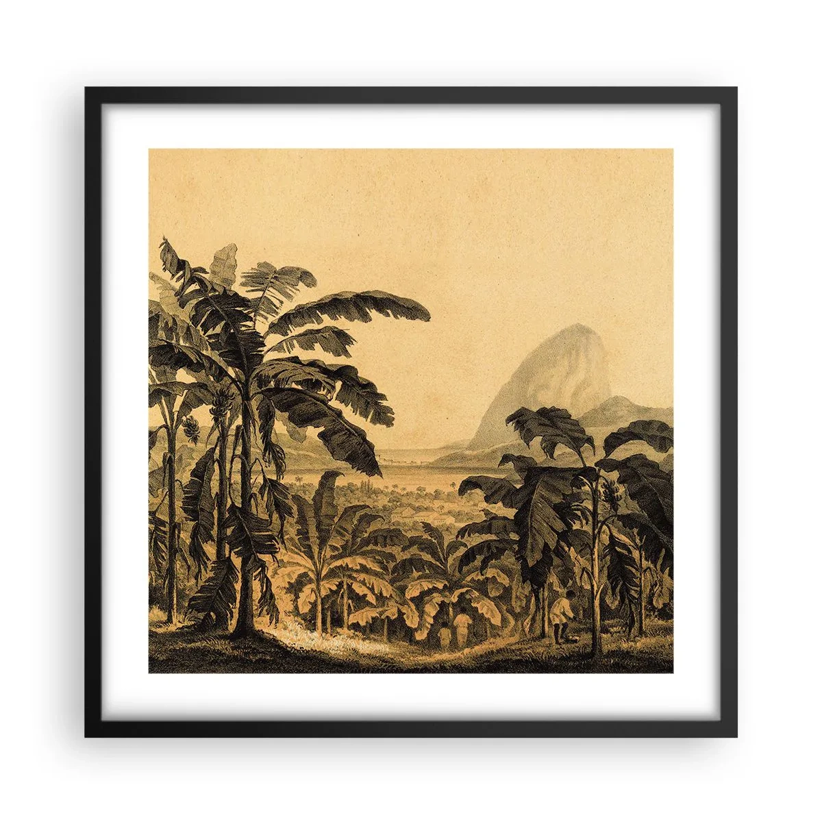 Pôster com moldura preta - num clima colonial - 50x50 cm