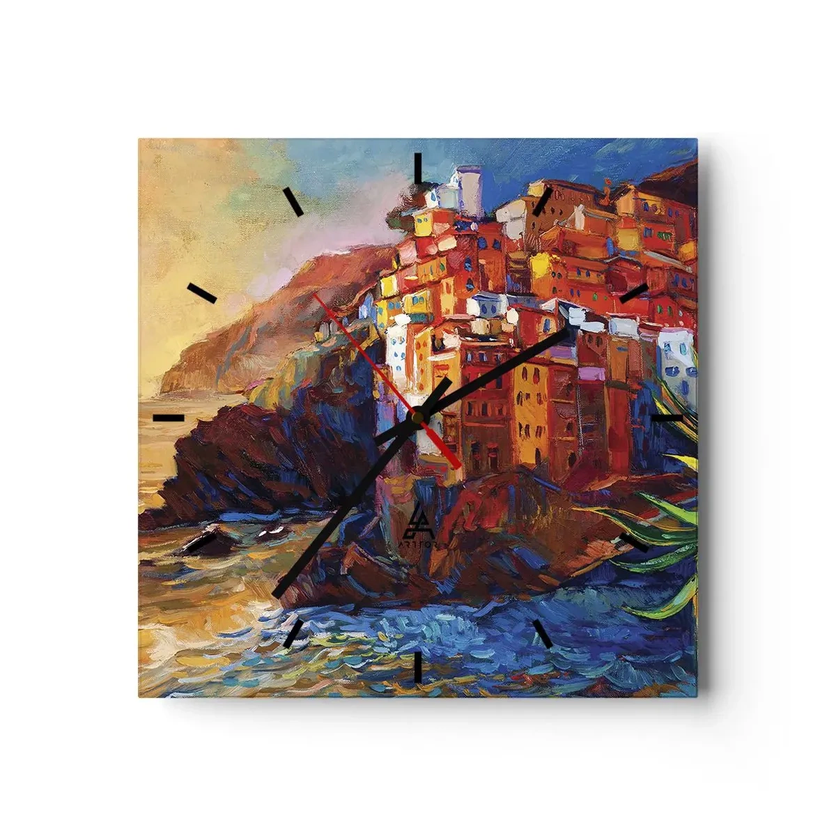 Relógio de parede - Relógio em vidro - Vibrações italianas - 40x40 cm
