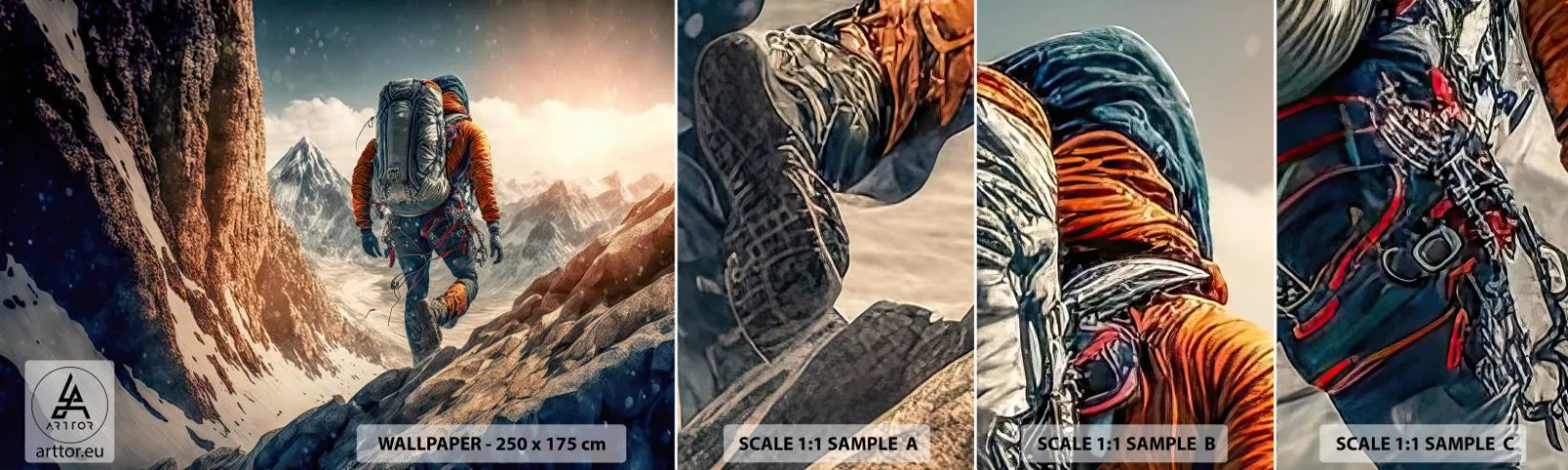 Amostra de papel de parede autocolante Deluxe Sticker - Guerreiro solitário - Alpes, Escalando, Montanhas - 100x30 cm