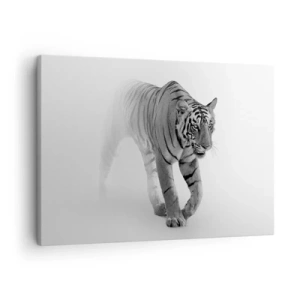 Quadro em tela - Um tigre emergindo da neblina - 70x50cm - À espreita na névoa - Decoração de parede moderna para a sala de estar e quarto ARTTOR