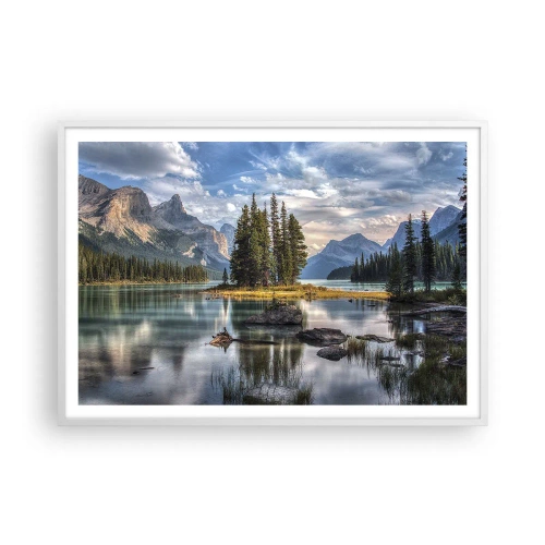 Pôster em moldura branca - Por águas grandes e límpidas… - 100x70 cm