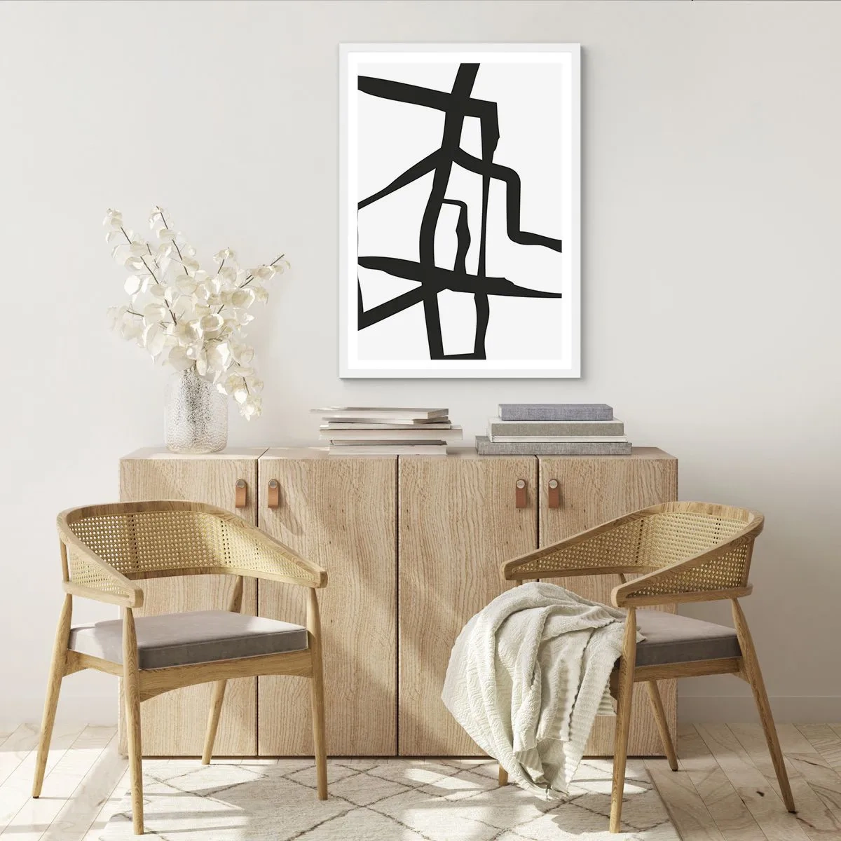 Pôster em moldura branca - Projeto preto e branco - 61x91 cm