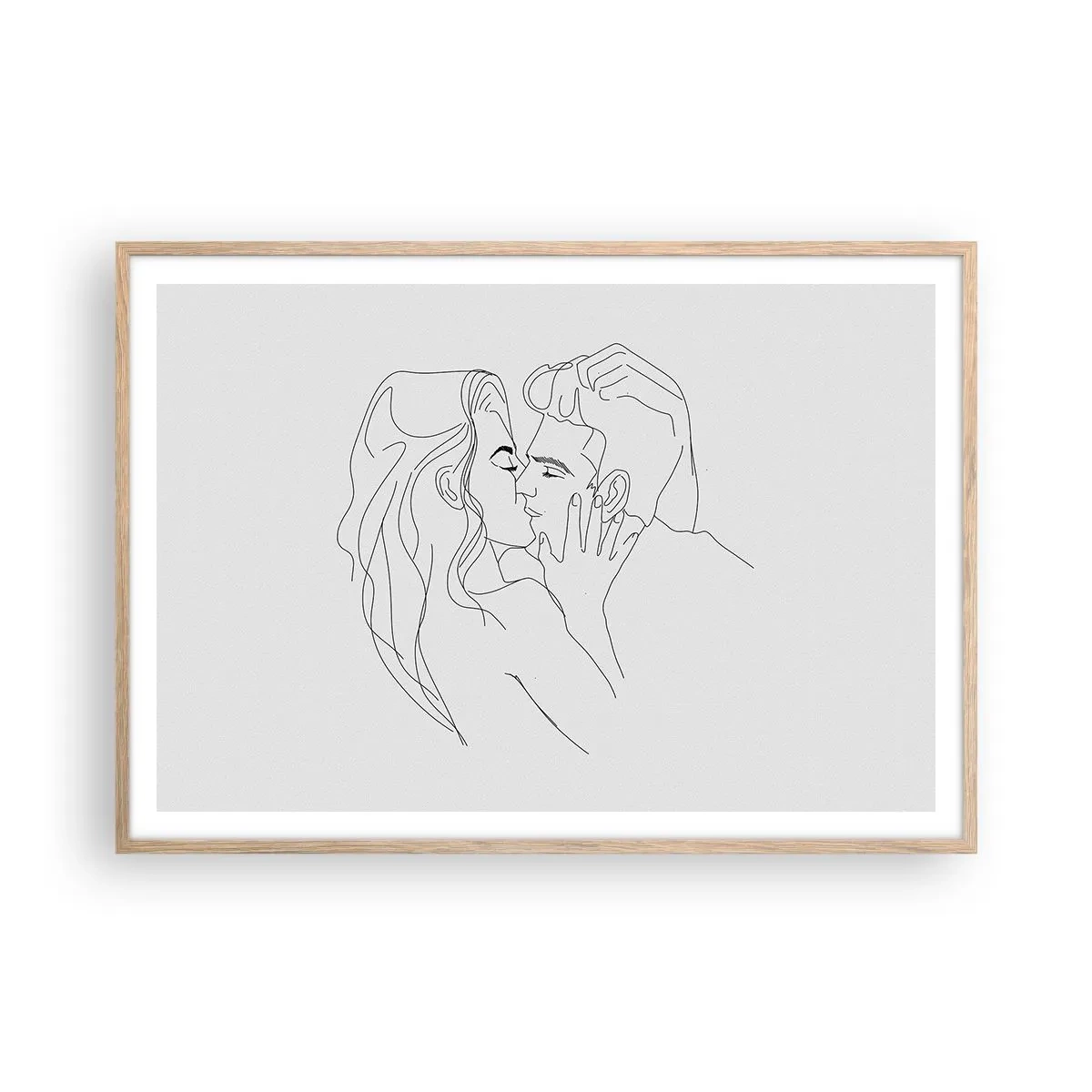 Pôster com moldura de carvalho claro - Com a mesma linha - 100x70 cm