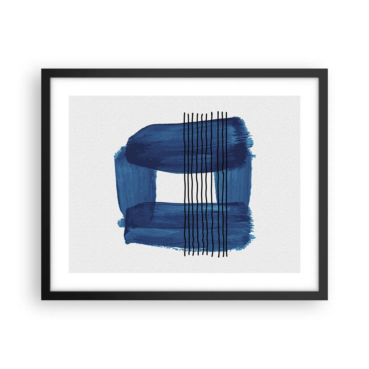 Pôster com moldura preta - Composição azul-negra - 50x40 cm