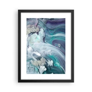 Pôster com moldura preta - Correntes de azul - 30x40 cm