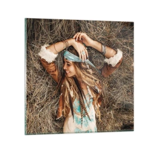 Quadro em vidro - A caminho do verão do amor - 30x30 cm