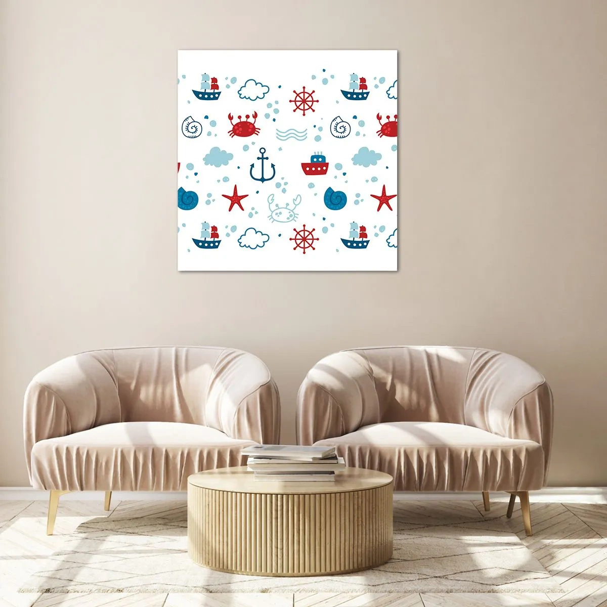 Quadro em vidro - Conto de fadas do mar - 60x60 cm