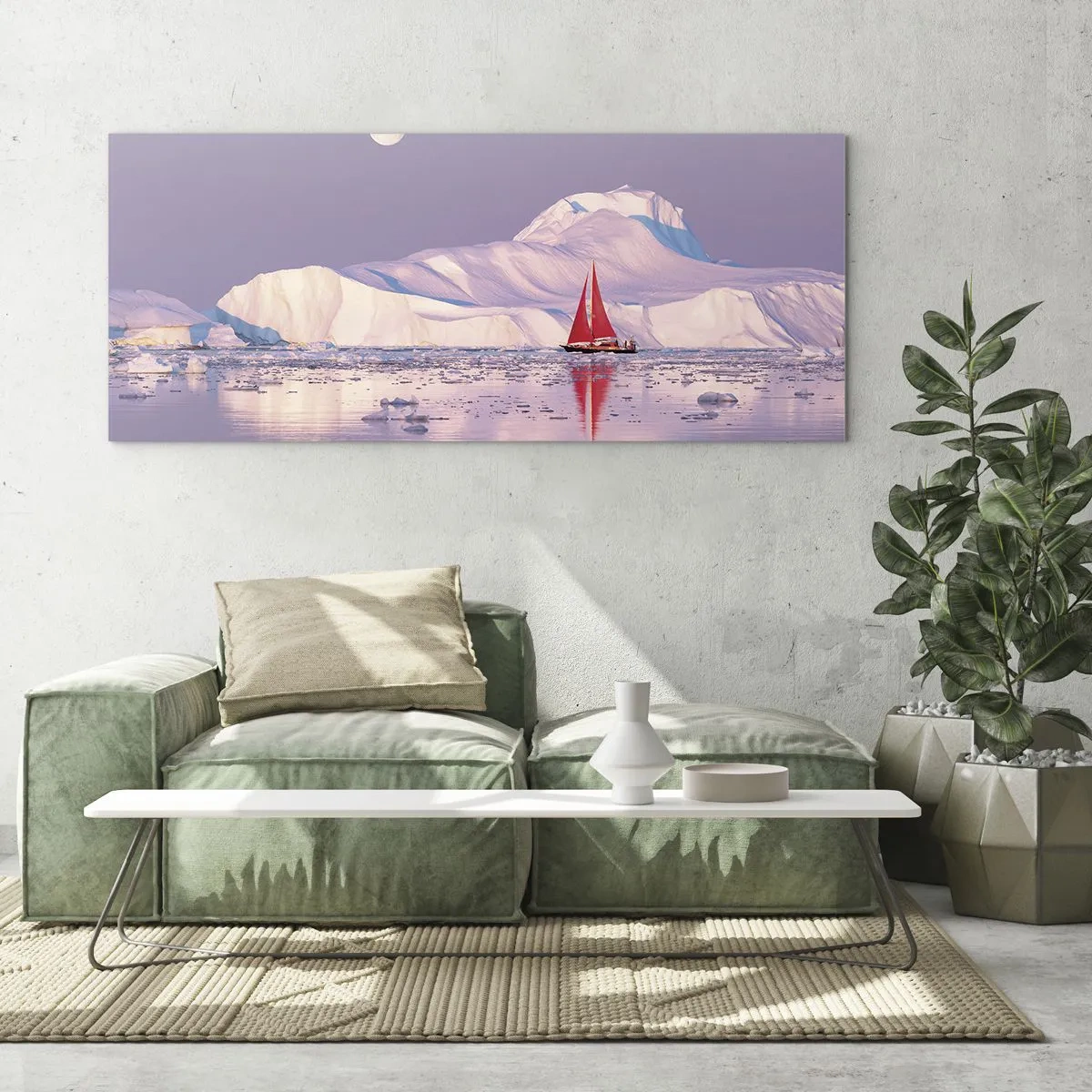 Quadro em vidro - O calor da vela, a frieza do gelo - 100x40 cm