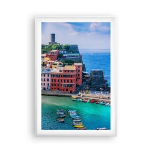 Pôster em moldura branca - Cidade mágica mediterrânea - 61x91 cm