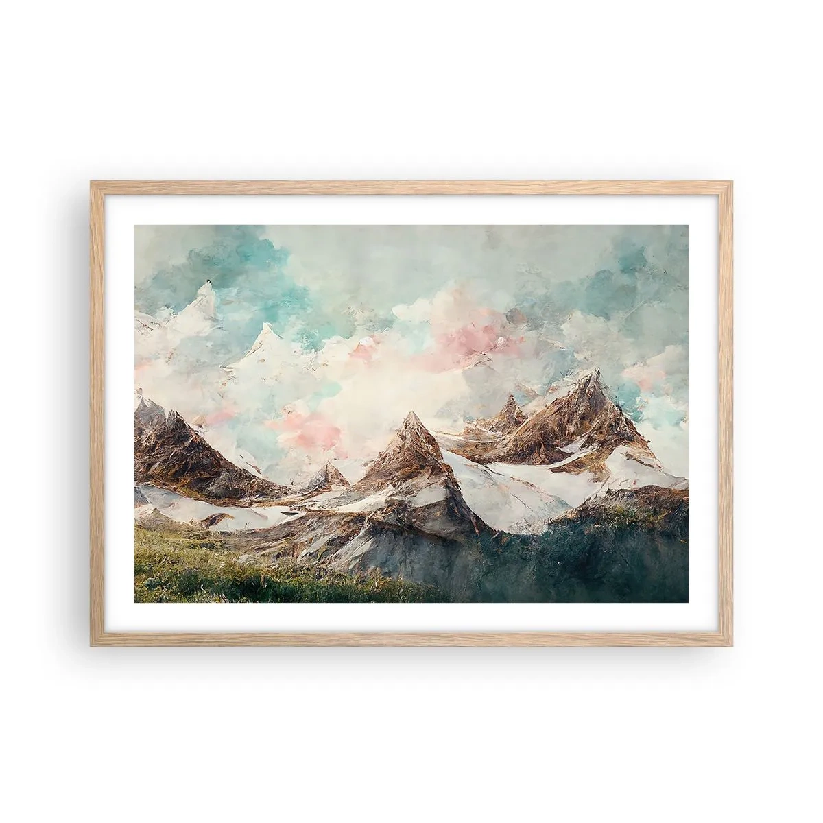 Pôster com moldura de carvalho claro - Lâminas de rocha - 70x50 cm