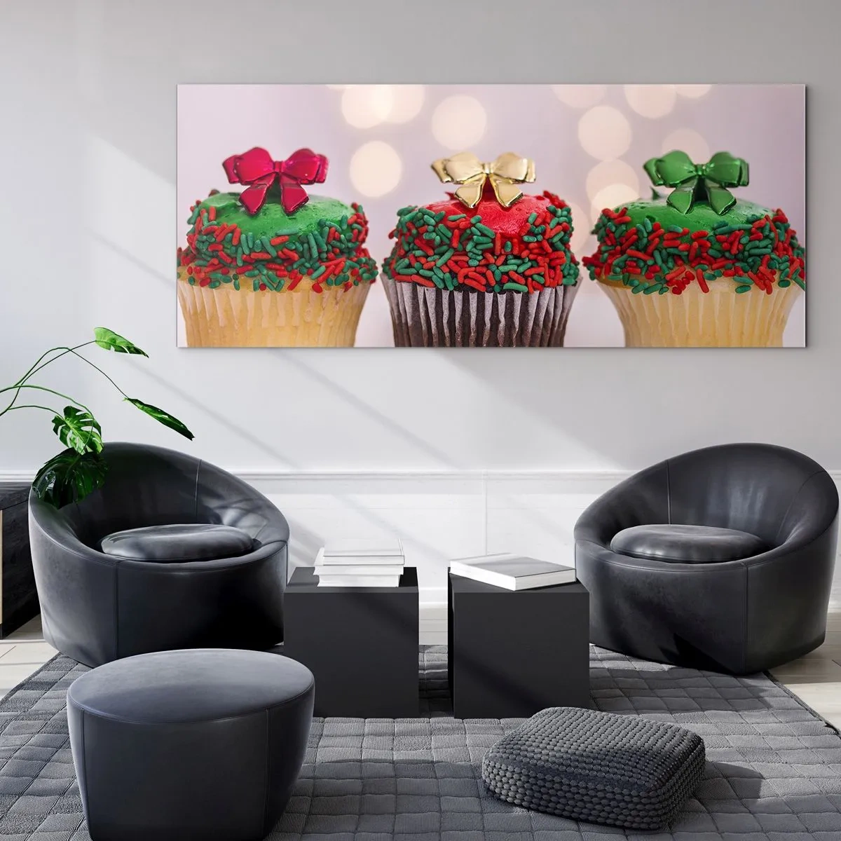 Quadro em vidro - Doces sob o laço - 120x50 cm