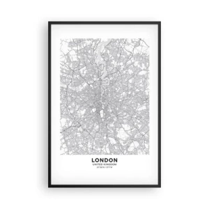 Pôster com moldura preta - Mapa do labirinto de Londres - 61x91 cm