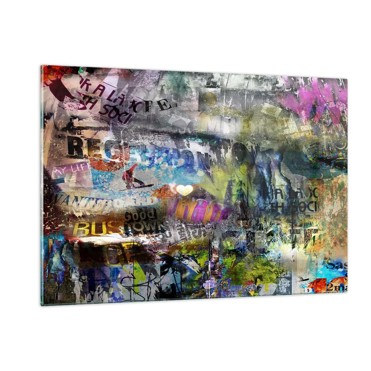 Quadro em vidro - Colagem de memórias - 120x80 cm