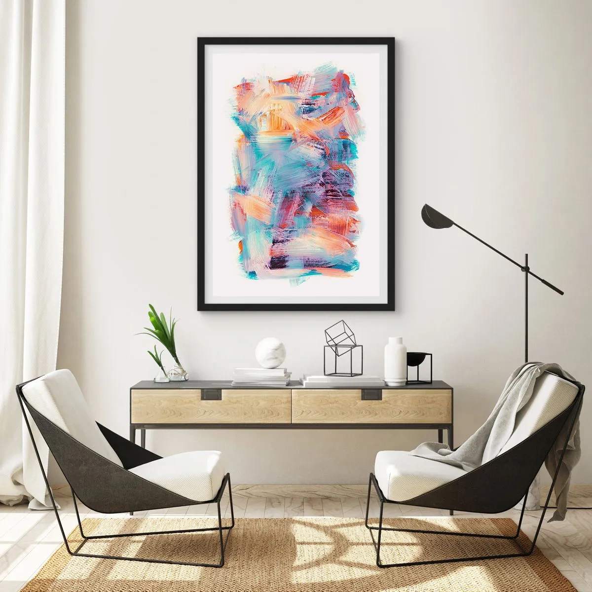Pôster com moldura preta - Uma bagunça colorida - 61x91 cm