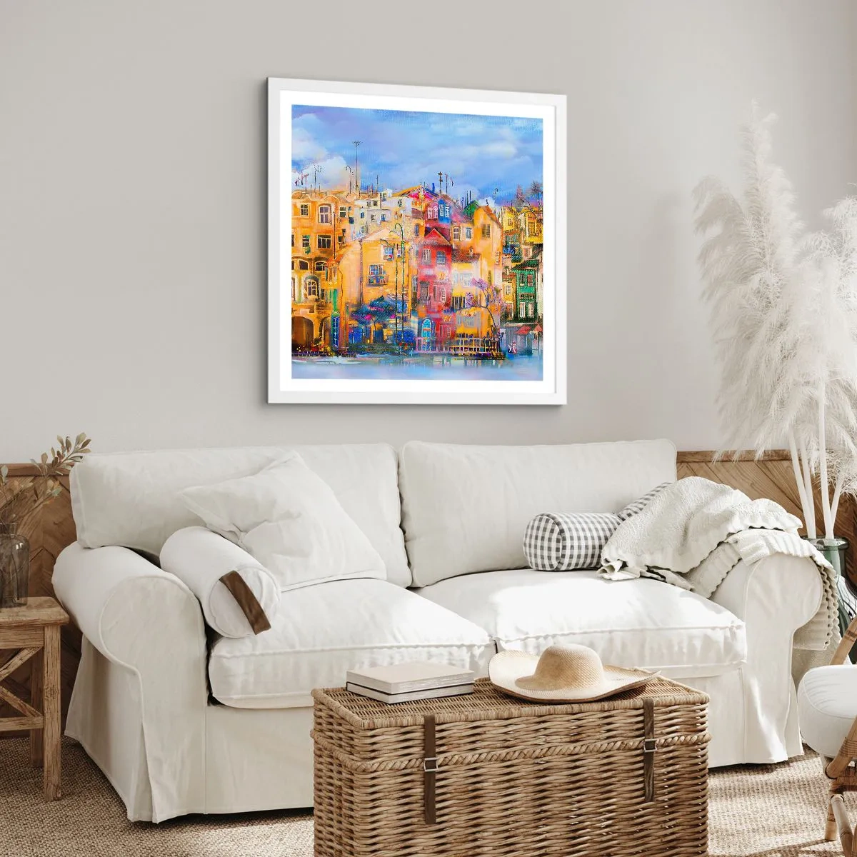 Pôster em moldura branca - Estamos juntos - 50x50 cm