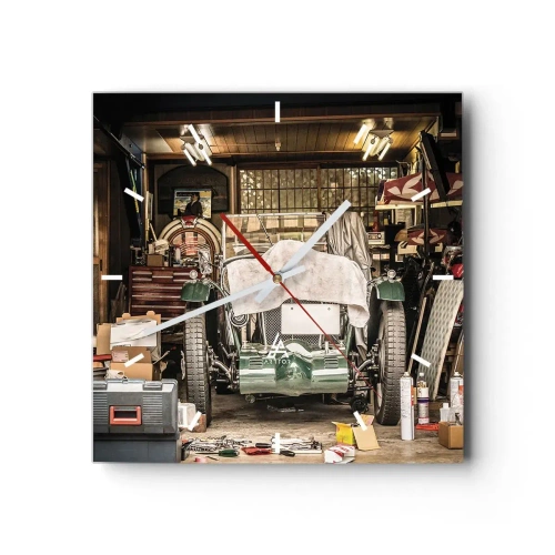 Relógio de parede - Relógio em vidro - De volta ao passado - 40x40 cm