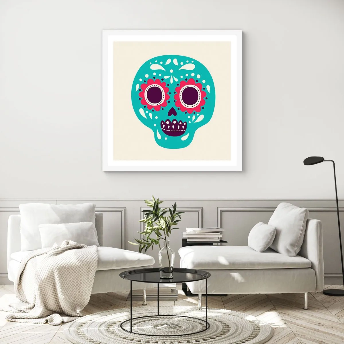 Pôster em moldura branca - Vida – diversão até a morte - 60x60 cm