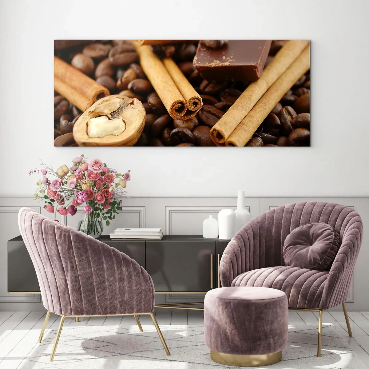 Quadro em vidro - Concerto de aromas - 90x30 cm