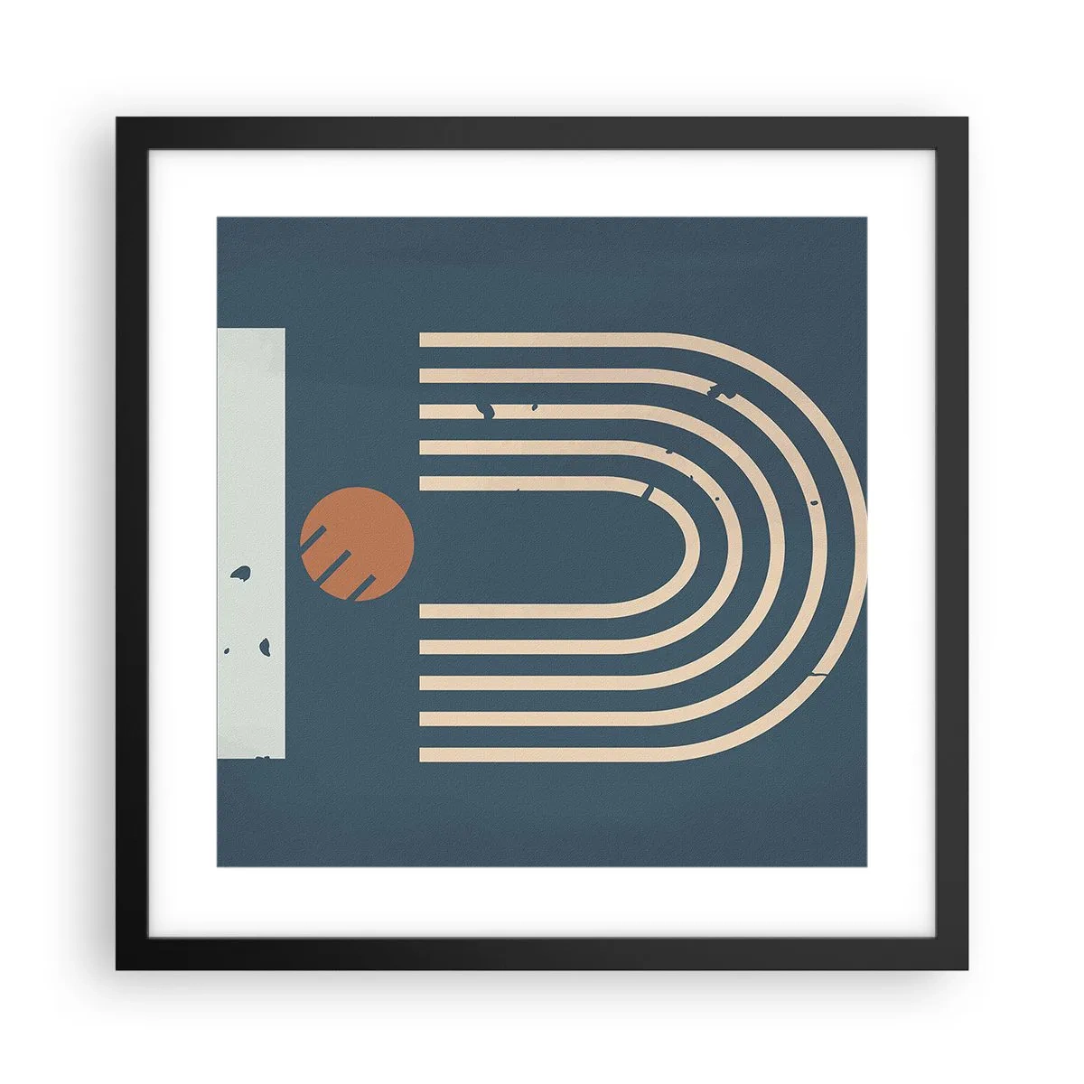 Pôster com moldura preta - Geometria em azul marinho - 40x40 cm