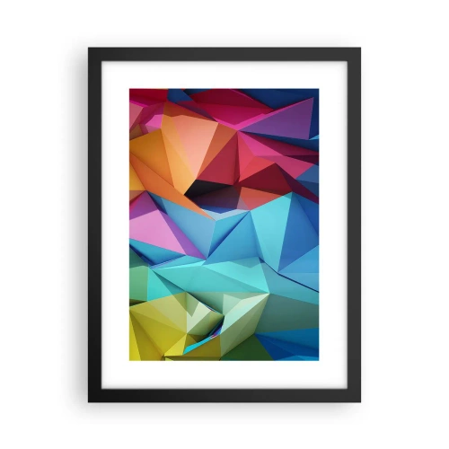 Pôster com moldura preta - Arco-íris de origami - 30x40 cm