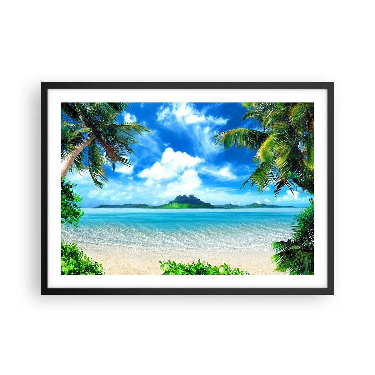 Pôster com moldura preta - O azul dos trópicos - 70x50 cm