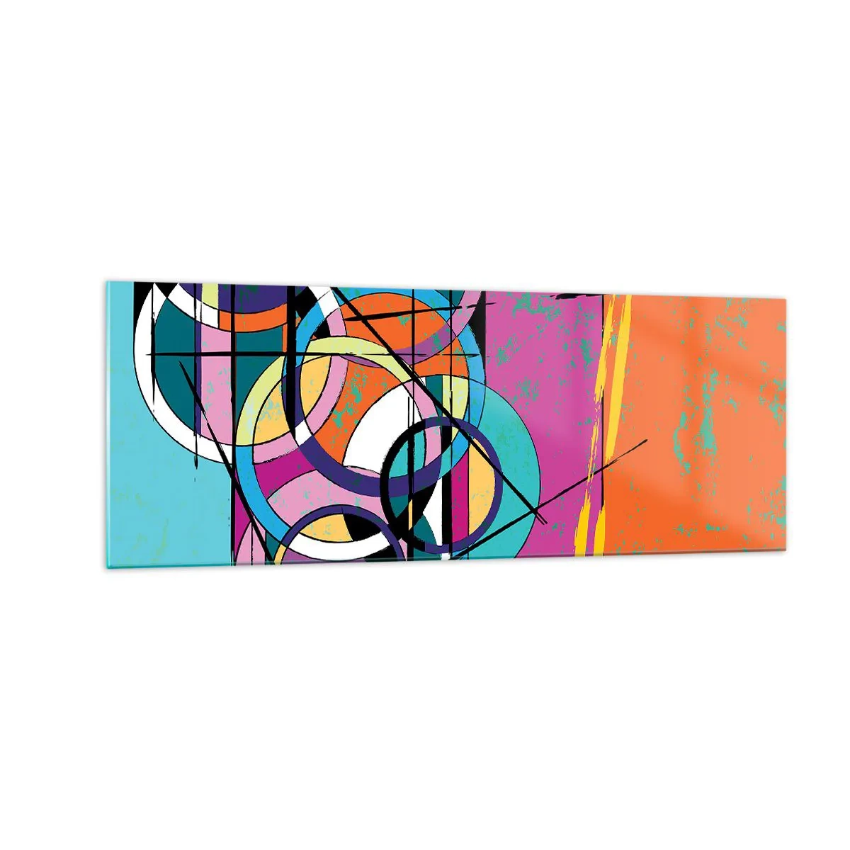 Quadro em vidro - Círculo entre círculos - 140x50 cm
