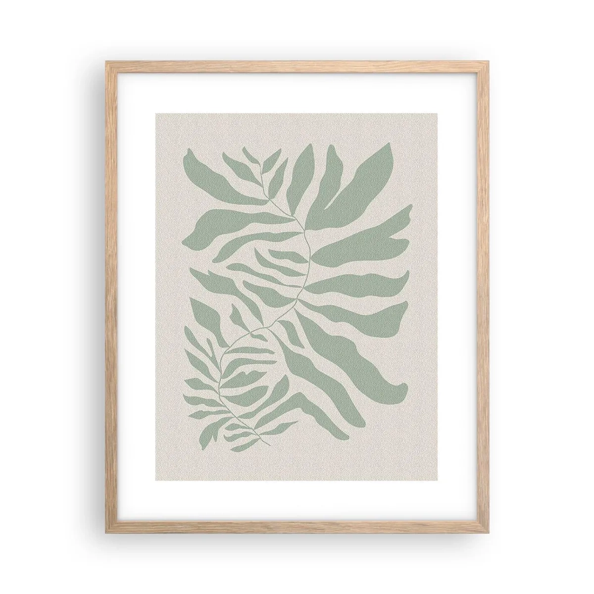 Pôster com moldura de carvalho claro - Galho esmeralda - 40x50 cm