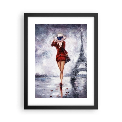 Pôster com moldura preta - Símbolos parisienses - 30x40 cm