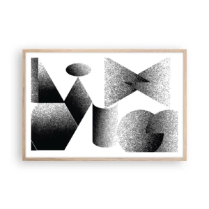 Pôster com moldura de carvalho claro - Ângulos e ovais - 91x61 cm