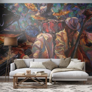 Papel de Parede Autocolante Deluxe Sticker - Num só ritmo - Música, Jazz, Contrabaixo - 100x70 cm
