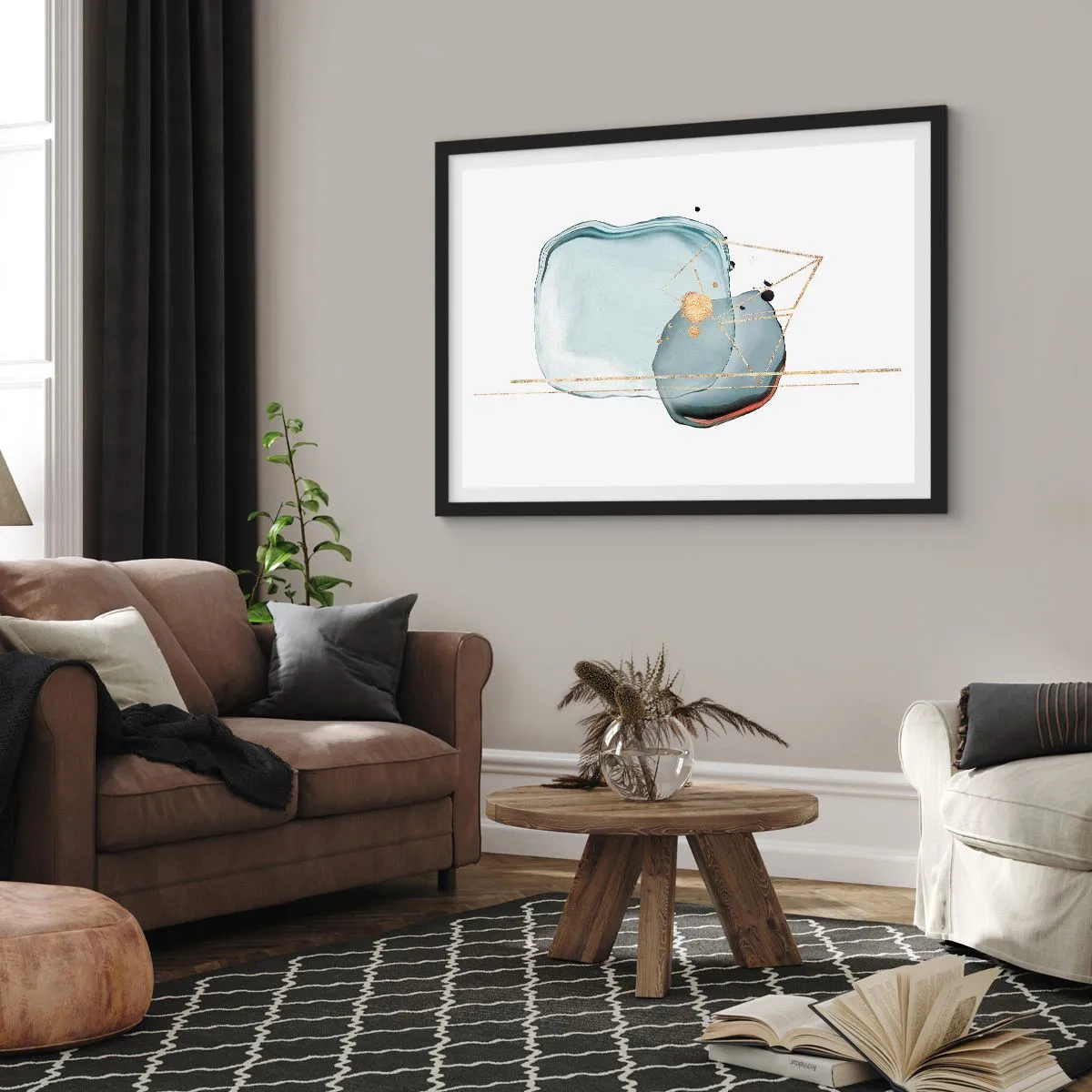 Pôster com moldura preta - Um estudo sobre gotas - 50x40 cm