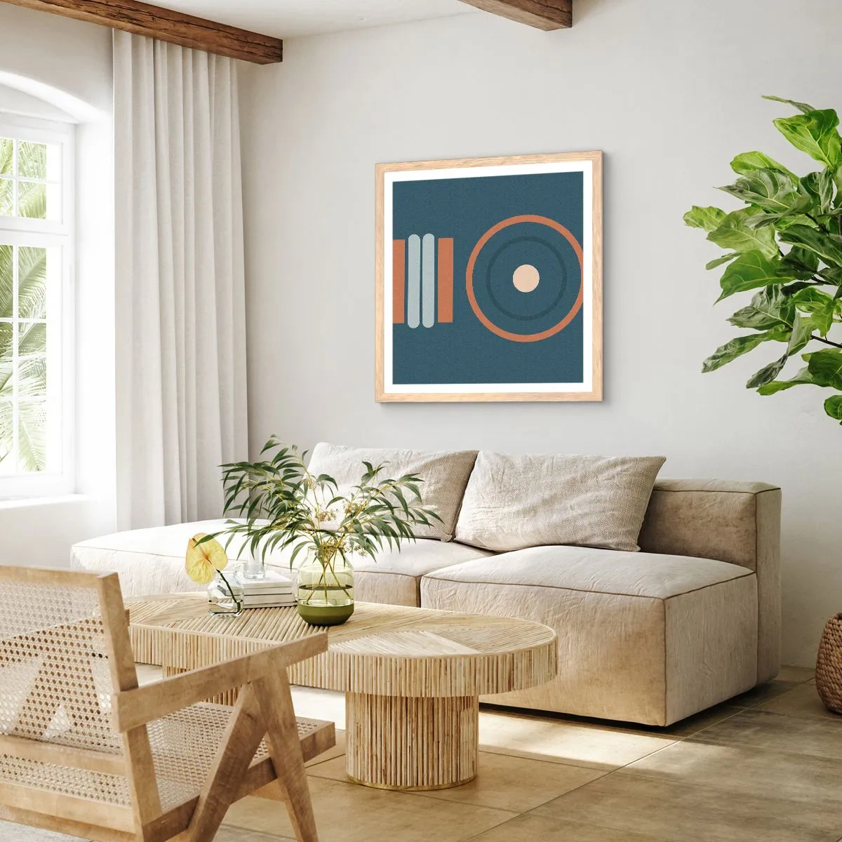 Pôster com moldura de carvalho claro - A essência da questão - 50x50 cm