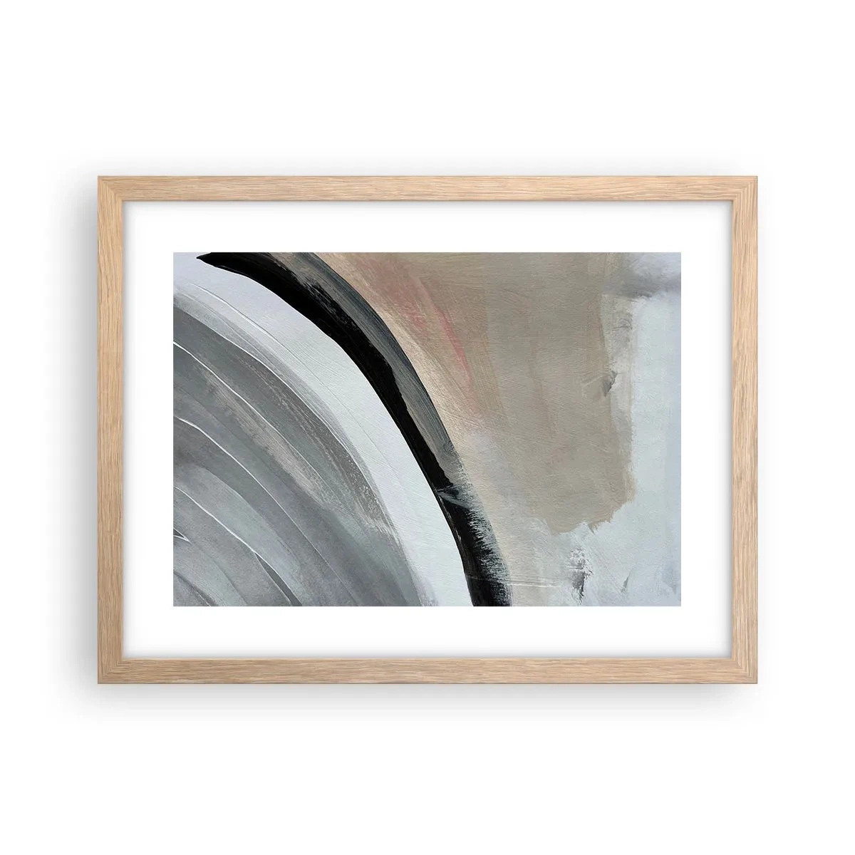 Pôster com moldura de carvalho claro - Composição: arco preto e cinza - 40x30 cm