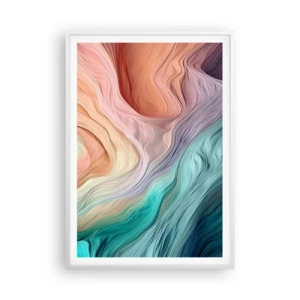 Pôster em moldura branca - Onda arco-íris - 70x100 cm