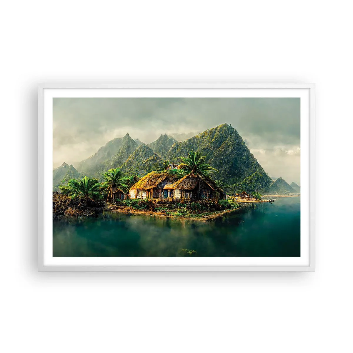 Pôster em moldura branca - Paraíso Tropical - 91x61 cm