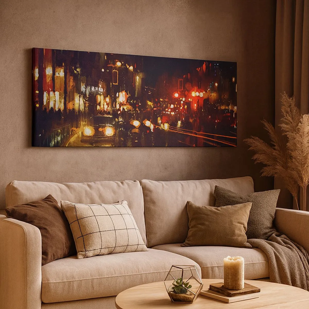 Quadro em tela - Imerso nas luzes da noite - 100x40 cm