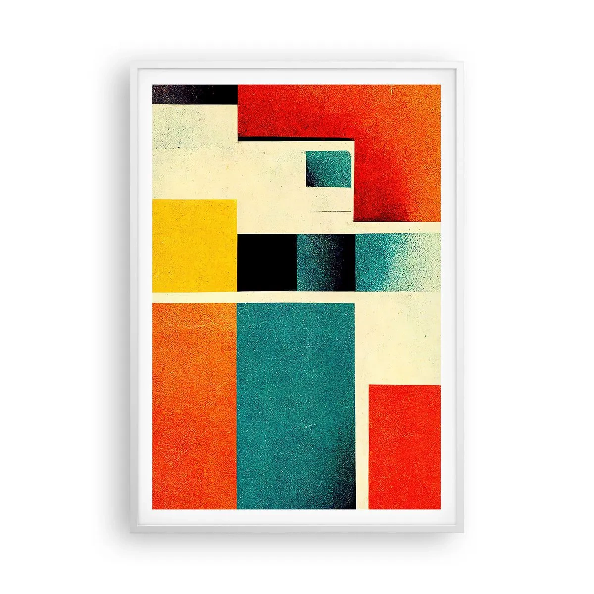 Pôster em moldura branca - Abstração geométrica – boa energia - 70x100 cm